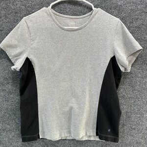 LL Bean Womens Medium Gray Black Colorblock Short Sleeve T-Shirt, cotton, Medium